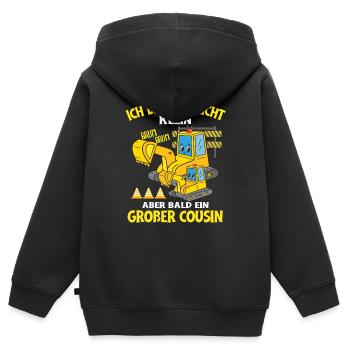 Soon a Big Cousin Excavator - Kids Premium Organic Zip-up Hoodie - black - Back - AI Model Kid Male (0cm)