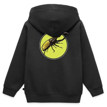 Hercule coléoptère - Sweat Premium à capuche zippé enfant bio - noir - Dos - AI Model Kid Male (0cm)