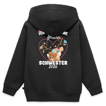 Nachwuchs Verkünden Ich Werde Große Schwester 2026 - Kinder Premium Organic Zip Hoodie - Schwarz - Hinten - AI Model Kid Male (0cm)