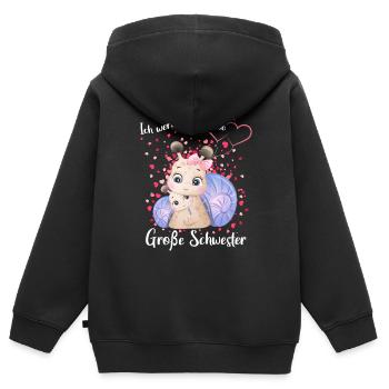 Nachwuchs Verkünden Ich Werde Große Schwester 2026 - Kinder Premium Organic Zip Hoodie - Schwarz - Hinten - AI Model Kid Male (0cm)