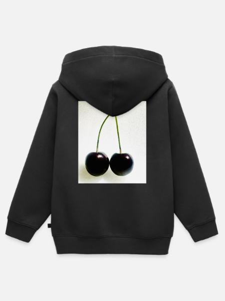 Kirsche - Kinder Premium Organic Zip Hoodie - Schwarz