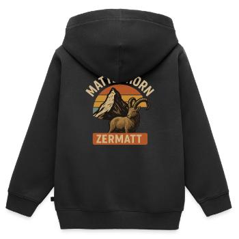 Matterhorn Zermatt Berge Schweiz Alpen Berg - Kinder Premium Organic Zip Hoodie - Schwarz - Hinten - AI Model Kid Male (0cm)
