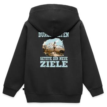 Durchhalten Setze Dir Neue Ziele Motivation Lauf - Kinder Premium Organic Zip Hoodie - Schwarz - Hinten - AI Model Kid Male (0cm)