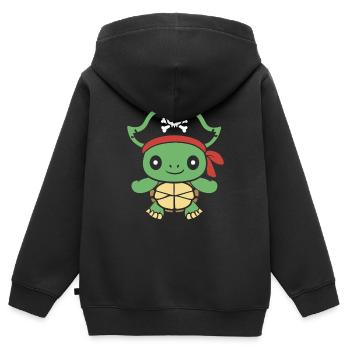 Pirat - Kinder Premium Organic Zip Hoodie - Schwarz - Hinten - AI Model Kid Male (0cm)