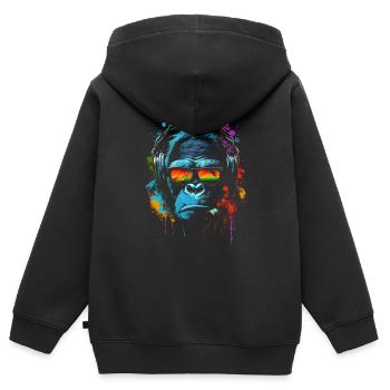 Monkey DJ Écouteurs Lunettes Soleil - Sweat Premium à capuche zippé enfant bio - noir - Dos - AI Model Kid Male (0cm)