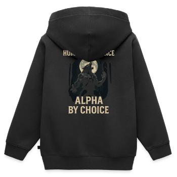 Humain par hasard Alpha de votre choix - Sweat Premium à capuche zippé enfant bio - noir - Dos - AI Model Kid Male (0cm)