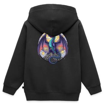Purple Dragon - Kinder Premium Organic Zip Hoodie - Schwarz - Hinten - AI Model Kid Male (0cm)