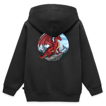 Dragon de la falaise rouge - Sweat Premium à capuche zippé enfant bio - noir - Dos - AI Model Kid Male (0cm)