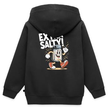 Drôle Extra Salé - Sweat Premium à capuche zippé enfant bio - noir - Dos - AI Model Kid Male (0cm)