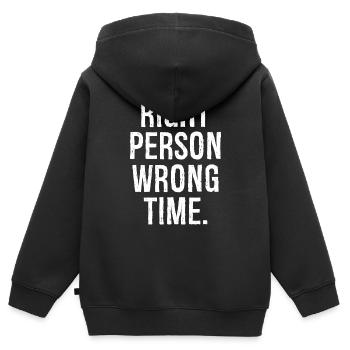 richtige Person zur falschen Zeit - Kinder Premium Organic Zip Hoodie - Schwarz - Hinten - AI Model Kid Male (0cm)