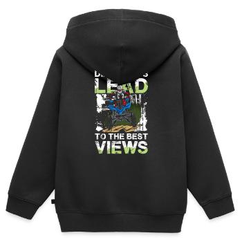 Schlammige Wege Zu Den Besten Aussichten Abenteuer - Kinder Premium Organic Zip Hoodie - Schwarz - Hinten - AI Model Kid Male (0cm)