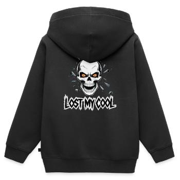 SKULL, PERDU MON SANG-FROID - Sweat Premium à capuche zippé enfant bio - noir - Dos - AI Model Kid Male (0cm)