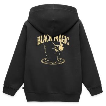 BLACK SHODOW MAGIE - Kinder Premium Organic Zip Hoodie - Schwarz - Hinten - AI Model Kid Male (0cm)