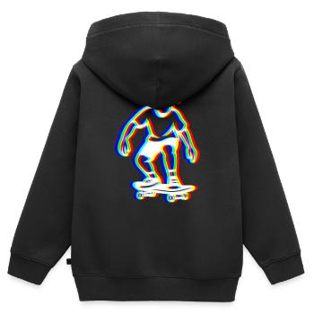 Glitch Skater – Straßenschwingungen - Kinder Premium Organic Zip Hoodie - Schwarz - Hinten - AI Model Kid Male (0cm)