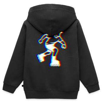Glitch Skater – Coole Fahrt - Kinder Premium Organic Zip Hoodie - Schwarz - Hinten - AI Model Kid Male (0cm)