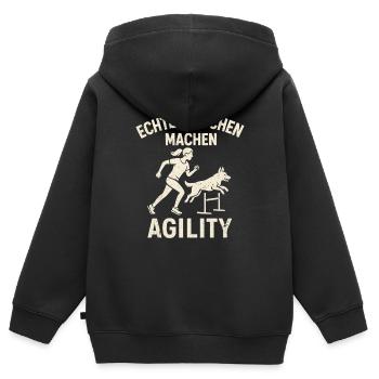 Agility Hundesport Training Hürden Vierbeiner - Kinder Premium Organic Zip Hoodie - Schwarz - Hinten - AI Model Kid Male (0cm)