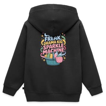 Clean Freak Drama Kid Sparkle Machine Perfekte - Kinder Premium Organic Zip Hoodie - Schwarz - Hinten - AI Model Kid Male (0cm)