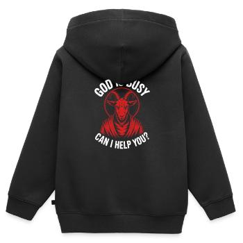Gott ist beschäftigt! Atheismus Satanismus - Kinder Premium Organic Zip Hoodie - Schwarz - Hinten - AI Model Kid Male (0cm)