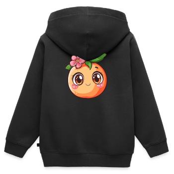 Pêche avec fleur - Sweat Premium à capuche zippé enfant bio - noir - Dos - AI Model Kid Male (0cm)