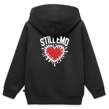 Toujours emo ! Esthétique alternative gothique emo - Sweat Premium à capuche zippé enfant bio - noir - Dos - AI Model Kid Male (0cm)