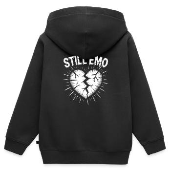 Toujours emo ! Esthétique alternative gothique emo - Sweat Premium à capuche zippé enfant bio - noir - Dos - AI Model Kid Male (0cm)