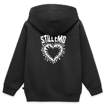 Toujours emo ! Esthétique alternative gothique emo - Sweat Premium à capuche zippé enfant bio - noir - Dos - AI Model Kid Male (0cm)