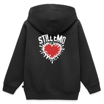 Toujours emo ! Esthétique alternative gothique emo - Sweat Premium à capuche zippé enfant bio - noir - Dos - AI Model Kid Male (0cm)