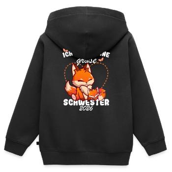 Nachwuchs Verkünden Ich Werde Große Schwester 2026 - Kinder Premium Organic Zip Hoodie - Schwarz - Hinten - AI Model Kid Male (0cm)