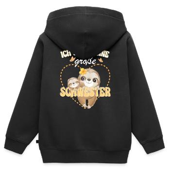 Nachwuchs Verkünden Ich Werde Große Schwester 2026 - Kinder Premium Organic Zip Hoodie - Schwarz - Hinten - AI Model Kid Male (0cm)