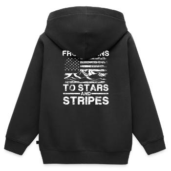 Des clans aux étoiles et aux rayures - Patriotique - Sweat Premium à capuche zippé enfant bio - noir - Dos - AI Model Kid Male (0cm)