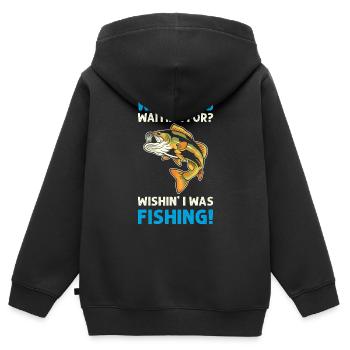 Angeln Fischen Fisch Köder Fischer - Kinder Premium Organic Zip Hoodie - Schwarz - Hinten - AI Model Kid Male (0cm)