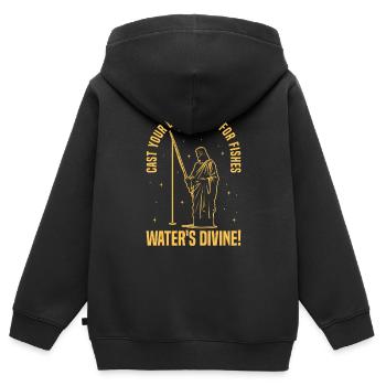 Fische - Fische Wie Jesus Fischen - Kinder Premium Organic Zip Hoodie - Schwarz - Hinten - AI Model Kid Male (0cm)