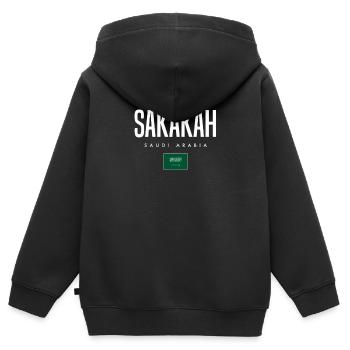 Sakakah Saudi-Arabien - Kinder Premium Organic Zip Hoodie - Schwarz - Hinten - AI Model Kid Male (0cm)