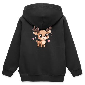 Rehkitz mit Herzchen - Kinder Premium Organic Zip Hoodie - Schwarz - Hinten - AI Model Kid Male (0cm)