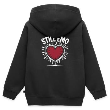 Toujours emo ! Esthétique alternative gothique emo - Sweat Premium à capuche zippé enfant bio - noir - Dos - AI Model Kid Male (0cm)