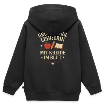 Grundschullehrerin Kreide Schule Lehrer Spruch - Kinder Premium Organic Zip Hoodie - Schwarz - Hinten - AI Model Kid Male (0cm)
