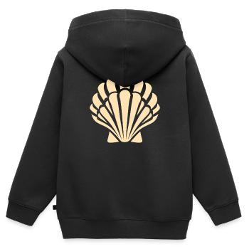 Muschel - Kinder Premium Organic Zip Hoodie - Schwarz - Hinten - AI Model Kid Male (0cm)