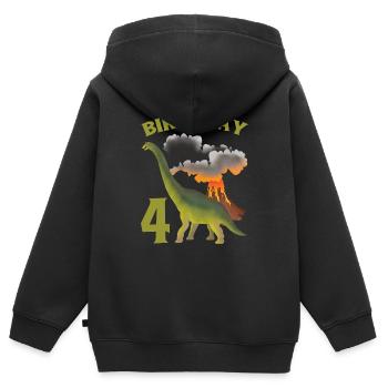 4 Year Old Birthday Boy Dino Volcano - Kids Premium Organic Zip-up Hoodie - black - Back - AI Model Kid Male (0cm)