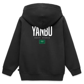 Yanbu Saudi-Arabien - Kinder Premium Organic Zip Hoodie - Schwarz - Hinten - AI Model Kid Male (0cm)