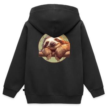 Faultiere Faultier - Kinder Premium Organic Zip Hoodie - Schwarz - Hinten - AI Model Kid Male (0cm)