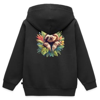 Faultiere Faultier - Kinder Premium Organic Zip Hoodie - Schwarz - Hinten - AI Model Kid Male (0cm)