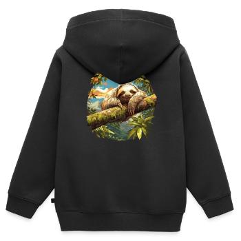 Faultiere Faultier - Kinder Premium Organic Zip Hoodie - Schwarz - Hinten - AI Model Kid Male (0cm)