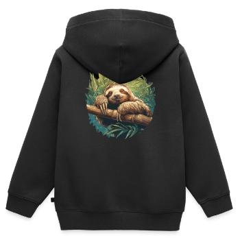 Faultiere Faultier - Kinder Premium Organic Zip Hoodie - Schwarz - Hinten - AI Model Kid Male (0cm)