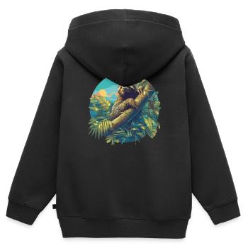 Faultiere Faultier - Kinder Premium Organic Zip Hoodie - Schwarz - Hinten - AI Model Kid Male (0cm)