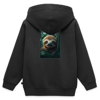 Faultiere Faultier - Kinder Premium Organic Zip Hoodie - Schwarz - Hinten - AI Model Kid Male (0cm)