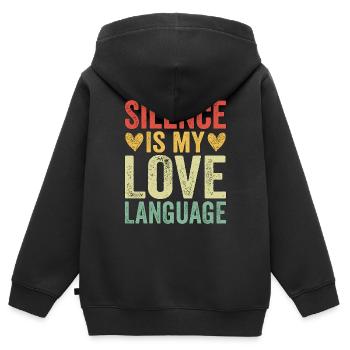 Silence Is My Love Language - Kinder Premium Organic Zip Hoodie - Schwarz - Hinten - AI Model Kid Male (0cm)