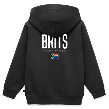 Britanniques Afrique du Sud - Sweat Premium à capuche zippé enfant bio - noir - Dos - AI Model Kid Male (0cm)