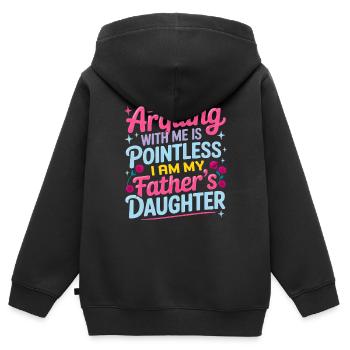 Lustiges sarkastisches Zitat: Mit mir zu streiten ist sinnlos - Kinder Premium Organic Zip Hoodie - Schwarz - Hinten - AI Model Kid Male (0cm)