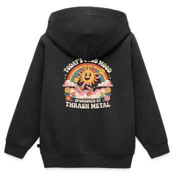 Die heutige Gute Laune Gesponsert von Thrash Metal - Kinder Premium Organic Zip Hoodie - Schwarz - Hinten - AI Model Kid Male (0cm)