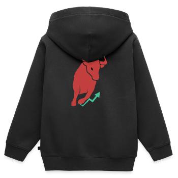 Bull Market Stock Trading Investor Design Bull - Kids Premium Organic Zip-up Hoodie - black - Back - AI Model Kid Male (0cm)
